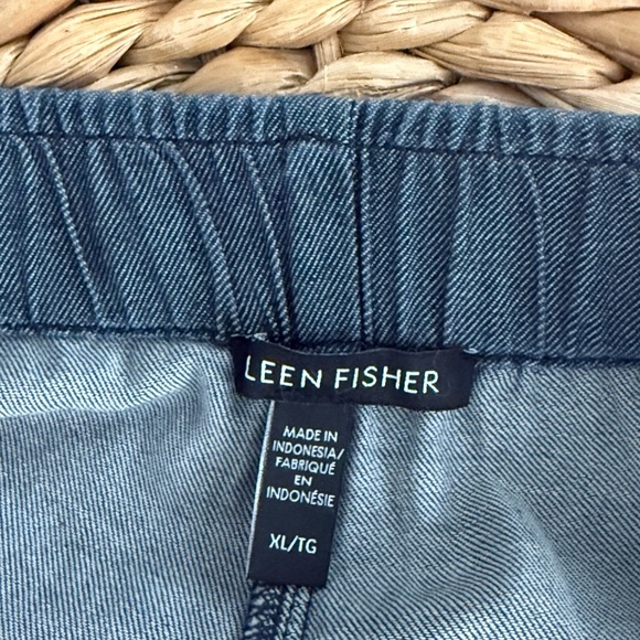 Eileen Fisher Denim Blue Wide Leg Cropped Pants - Picture 4 of 4